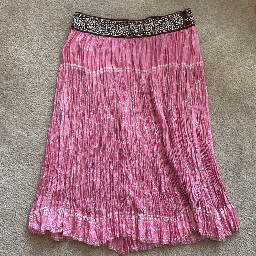 Express Large Pink and Brown silk skirt